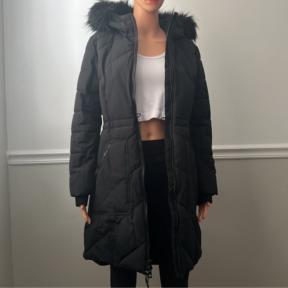 Guess Puffer Black Long Coat
